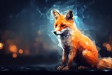 Fototapeta Dziecięca - Fox animal with bokeh dark sunset background, night nature. .Generative Ai.