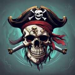 Wall Mural - scary pirate skull backgrund