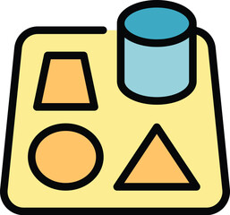 Poster - Toy table icon outline vector. Fine game. Memory play color flat