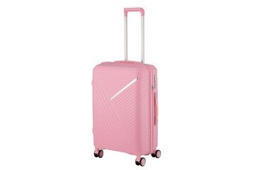 pink suitcase isolated on white