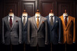 © Rytis - Clothes and accessories concept. Various classic man suits background with copy space. Generative AI