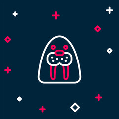 Sticker - Line Walrus animal icon isolated on blue background. Colorful outline concept. Vector