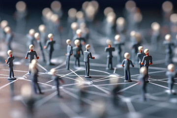 Wall Mural - Miniature people on plan. Group of Miniature people isolated on white background. Social network connection. Generative AI.