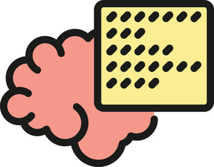 Wall Mural - brain coding icon outline vector. code algorithm. neural data color flat