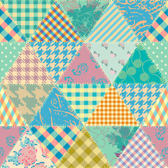 Fototapete - Textille patchwork pattern. Seamless Vector image.
