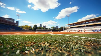 Poster - China University, sports field. Close up, Sunny and cloudless. high detail, high quality,