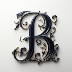 Wall Mural - Ambigram tattoo style, white background, the letter B