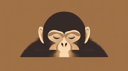 Sticker -  a monkey with its eyes closed and a light shining on its face.  generative ai