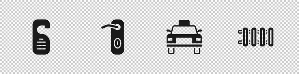 Sticker - Set Please do not disturb, Door handle, Taxi car and Heating radiator icon. Vector