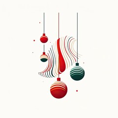 Wall Mural - A group of christmas ornaments hanging from strings. Generative AI. Christmas tree with ornaments.