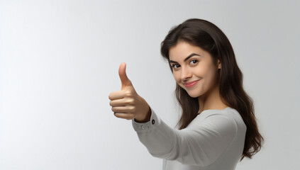 Photo of a woman giving a thumbs up sign