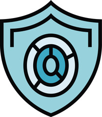 Poster - Shield fingerprint icon outline vector. Cyber lock. Digital safety color flat