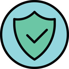 Poster - Shield active protection icon outline vector. Safety system. Protect guard color flat