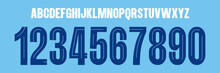 Font Vector Team 2023 - 2024 Kit Sport Style Font. Manchester City Football Style Font. Premier League. Sports Style Letters And Numbers For Soccer Team