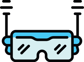 Sticker - Wireless vr glasses icon outline vector. Digital reality. Game tour color flat