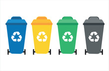 Recycle Bin Vector Illustration. Colorful Recycle Bin