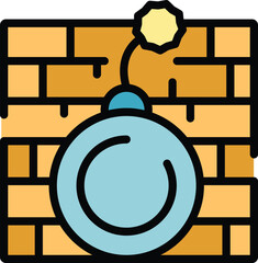 Wall Mural - Firewall bomb icon outline vector. Cyber money. Hacker lock color flat