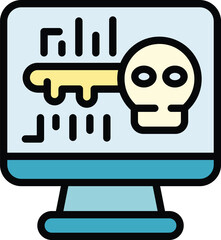 Poster - Hacker fraud icon outline vector. System lock. Cyber key color flat