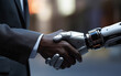 Black Man Shaking Hands with an AI Robot