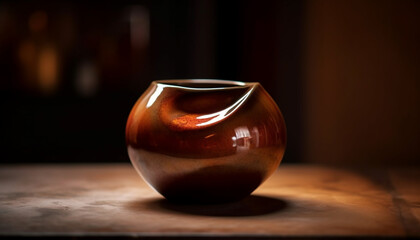 Canvas Print - Earthenware pottery bowl and vase, rustic elegance in domestic kitchen generated by AI