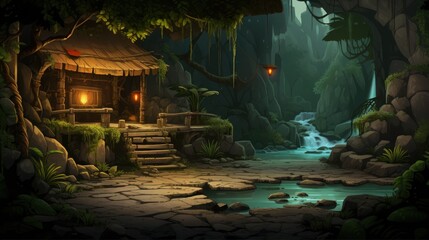 Wall Mural - A climatic place with survival theme game art