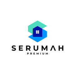 SERUMAH BUILDING HOME LETTER S LOGO VECTOR ICON ILLUSTRATION PREMIUM