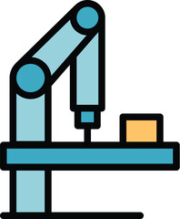 Sticker - Industrial robot icon outline vector. Industry arm. Factory hand color flat