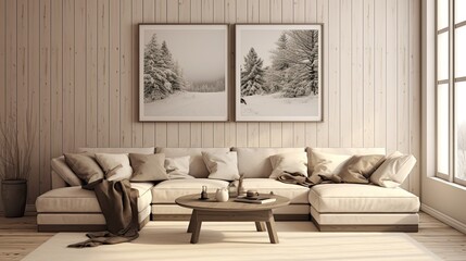 Wall Mural - scandinavian farmhouse hallway interior wall mockup