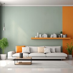 Poster - two tone color wall background modern living room