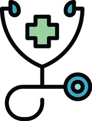 Poster - Stethoscope icon outline vector. Doctor tool. Medical nurse color flat