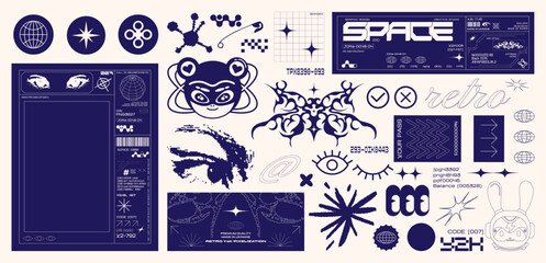 Wall Mural - retro futuristic elements for design. big collection of abstract graphic geometric symbols and objec