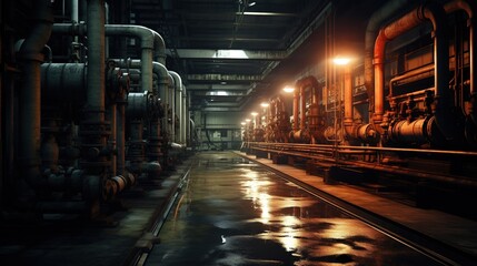 Poster - industrial plant in factory with generative ai