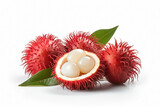 Delicious rambutan in a white background - Generative AI