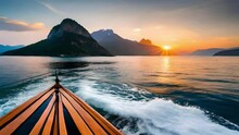 The Lively Atmosphere Of A Sea Trip On A Luxury Ship In An Atmosphere Of Natural Beauty In The Middle Of The Sea Along With Mountains And Sunsets, Great For Wallpaper, Blogs, Websites, Social Media Et