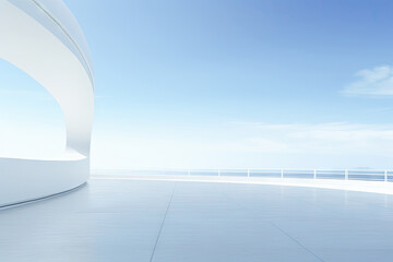 Wall Mural - White minimal architecture building background empty wide space for mock up, concrete floor car park, cement garage design scene with copy space, with Generative Ai.