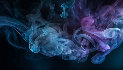 Abstract smoke physical structure curves in blue smooth pattern flowing motion generated by AI