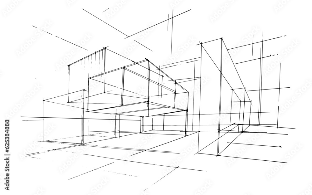 line drawings of exterior building,a line drawing Using interior ...