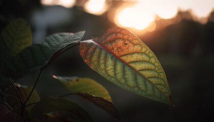 Sticker - Vibrant autumn foliage on maple tree in natural forest setting generated by AI