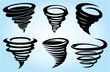 Typhoon, hurricane, tornado symbol icons. Warning poster and banner ideas. Editable vector to use in designing flyer, poster or banner for media and web. eps 10.