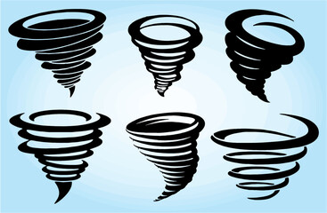 typhoon, hurricane, tornado symbol icons. warning poster and banner ideas. editable vector to use in