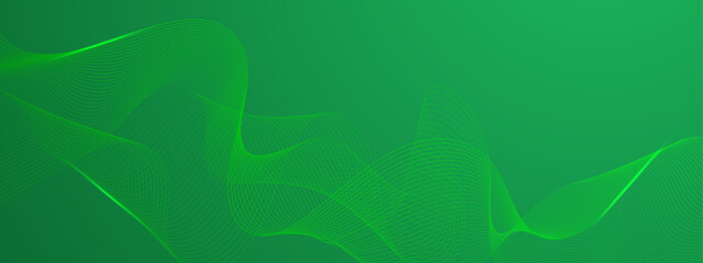 Illustration vector abstract wave motion pattern and dynamic mesh line on green background. Modern futuristic design for background or wallpaper. Digital cyberspace, high tech, technology concept