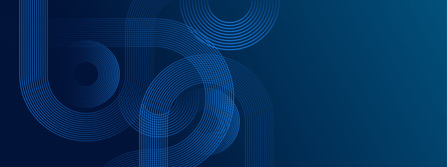 Abstract wavy lines on dark blue background. Modern glowing blue flowing lines design element. Dynamic waves. Futuristic technology concept. Suit for poster, banner, cover, website, flyer