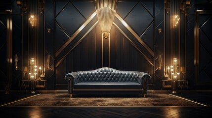 Poster - Empty Sofa on Luxury Living Room, Interior Design Concept. Generative Ai