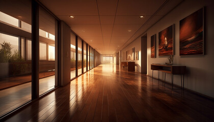 Canvas Print - Modern luxury office with bright lighting and elegant decor inside generated by AI