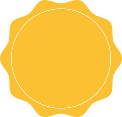 Wall Mural - digital png illustration of yellow badge with copy space on transparent background