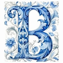 Blue Dutch Delft Style Letter B