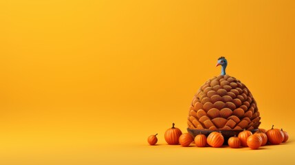 Wall Mural - Happy Thanksgiving Background, Autumn Elements Composition. Generative Ai