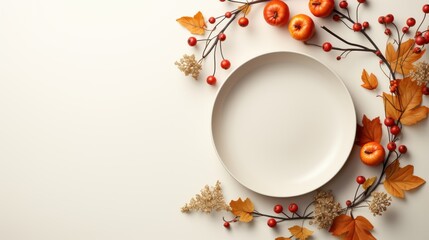 Wall Mural - Happy Thanksgiving Background, Autumn Elements Composition. Generative Ai