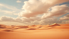 3d Realistic Background Of Sand Dunes. Desert Landscape.