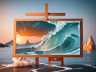 Canvas Print - Beach Waters, Generative AI Illustration